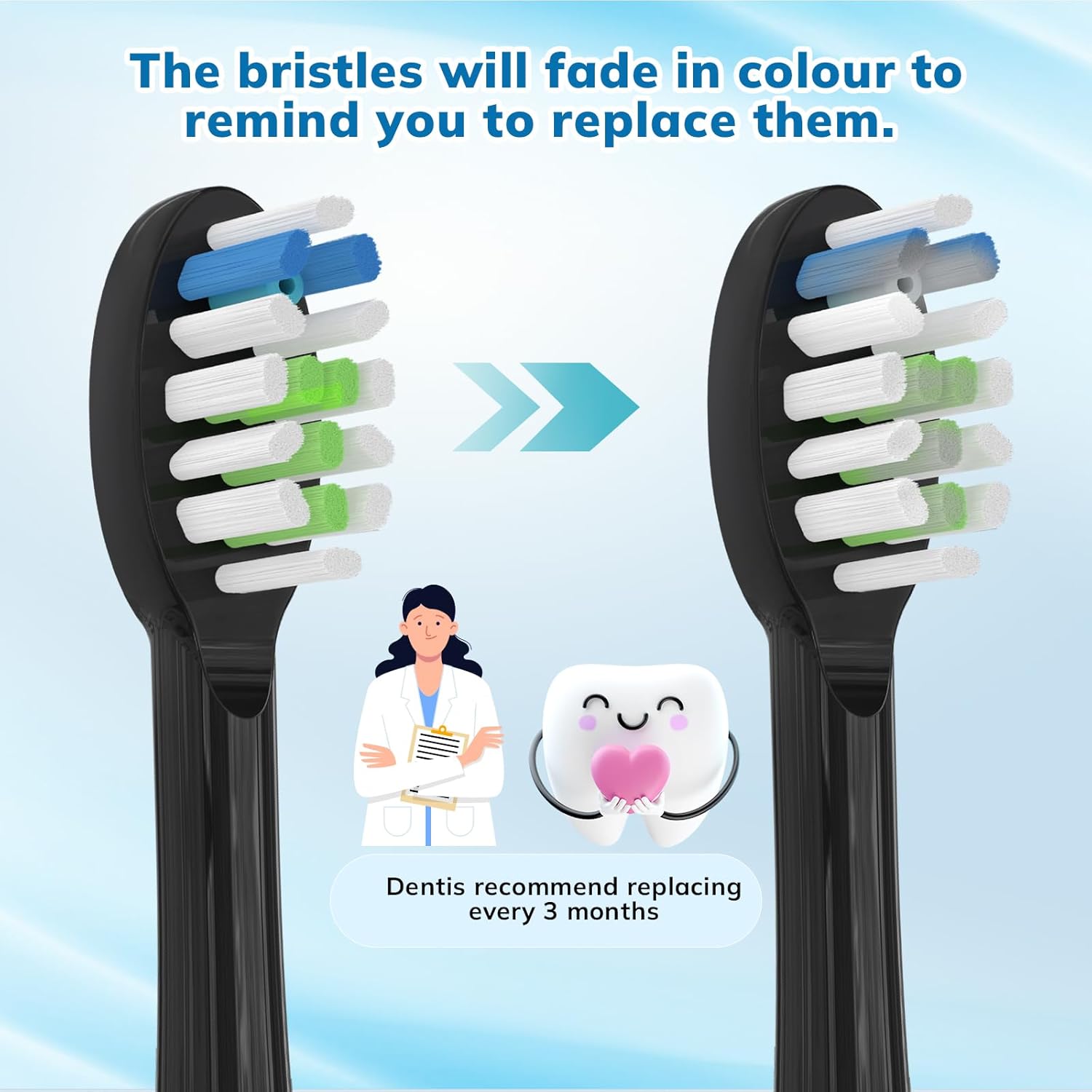 6 Pack Replacement Replacement Brush Heads for Waterpik Sonic Fusion Flossing Toothbrush Compatible with Sonic Fusion SF01/SF02 and Sonic Fusion 2.0 SF03/SF04- Black with Caps