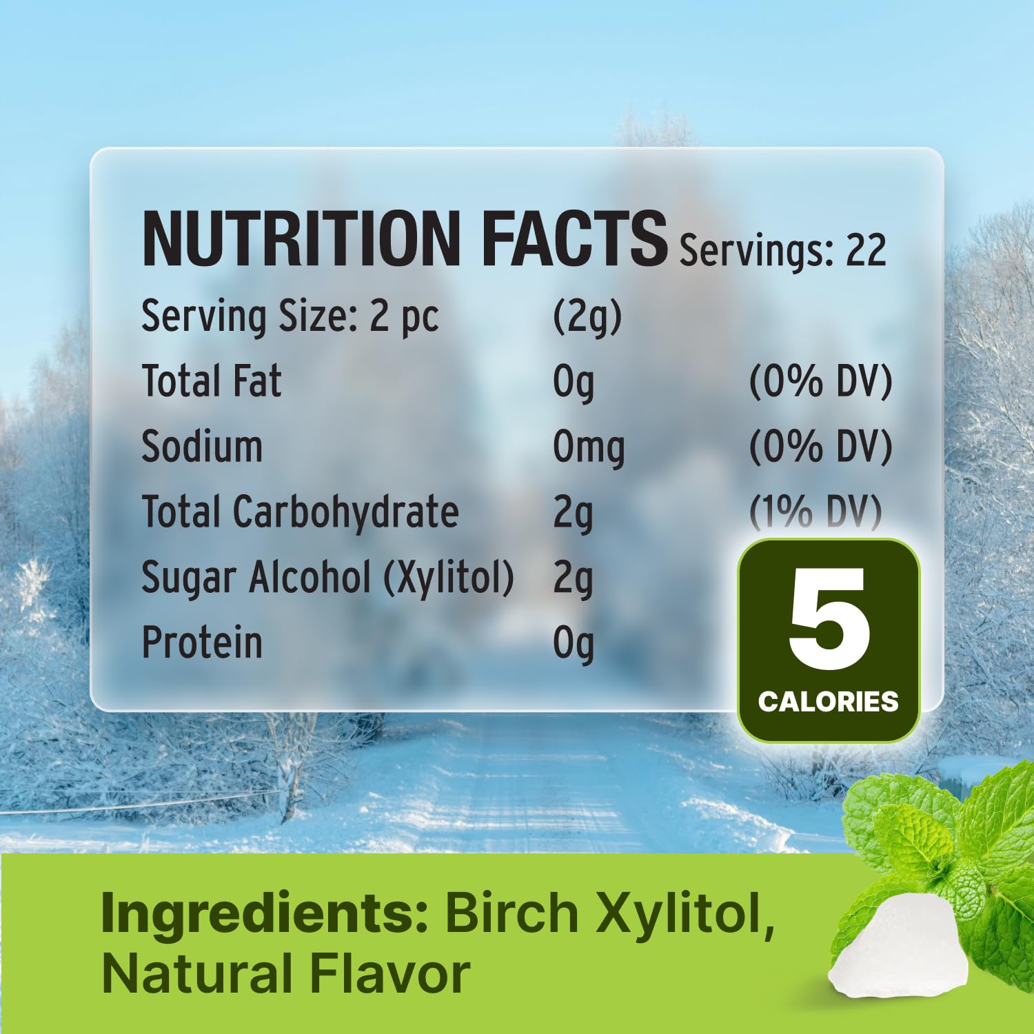 Spearmint KETO Xylitol Candy Chips - SNØ 1.5oz Tin - Sugar-Free Candy With Only 2 Ingredients | Low Carbs, Diabetic-Friendly, Non-GMO, Vegan, GF & Kosher | Purest candy in the world!