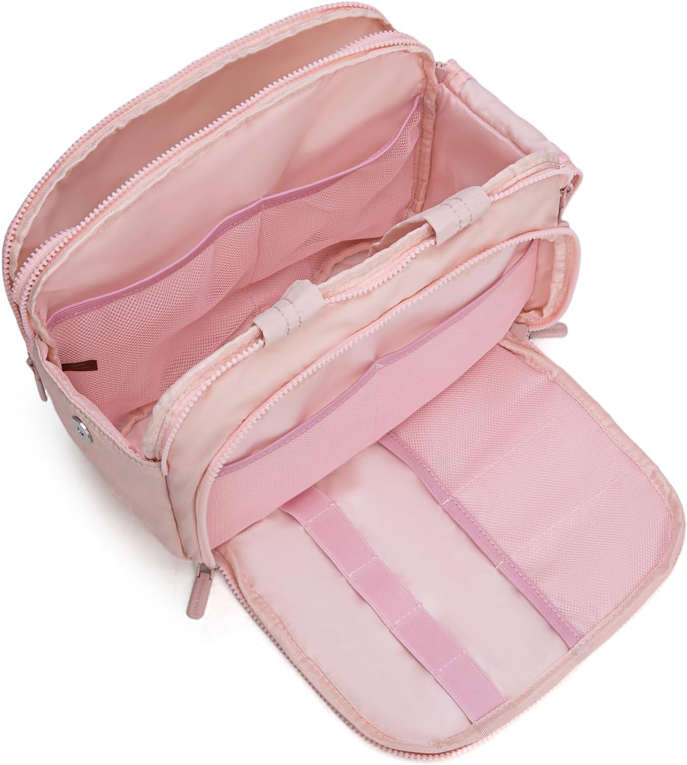 Montana West Travel Toiletry Bag Large Capacity Travel Bags Soft Pink Makeup Organizer Lightweight Puffy Cosmetic Bag with Waterproof Compartment