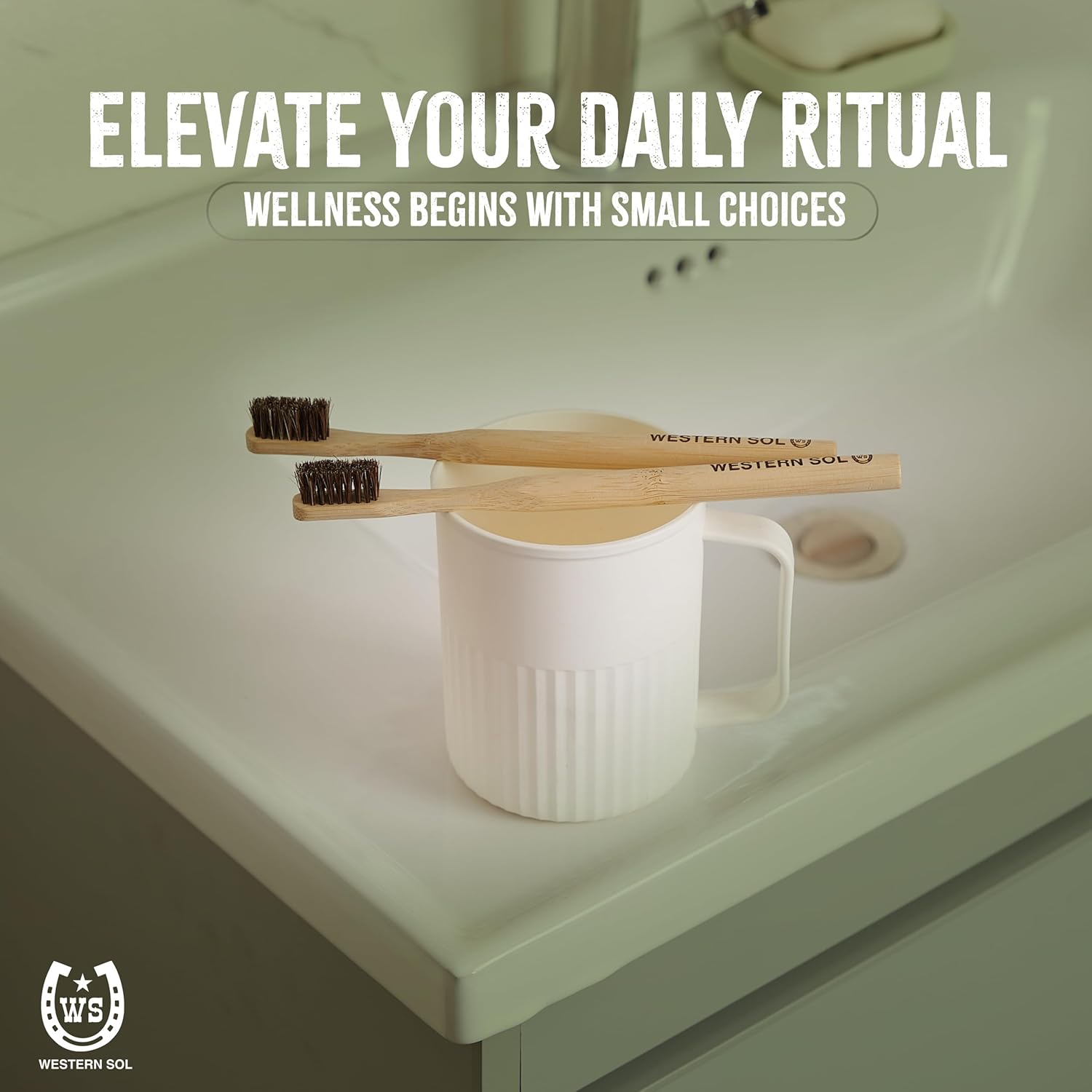 Western SOL Horse Bristle Bamboo Toothbrushes (4-Pack) – Plastic-Free, Biodegradable, Eco-Friendly Toothbrush Set – No Chemicals