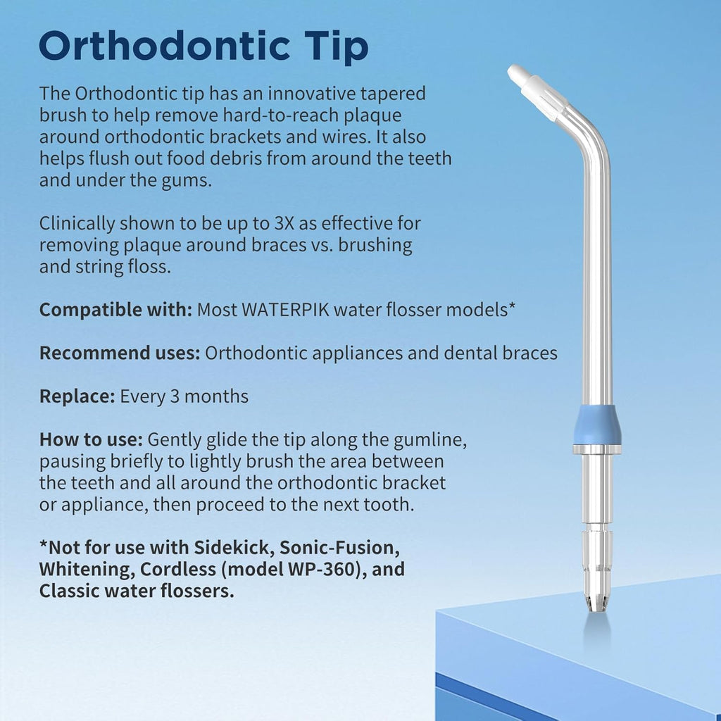 Replacement Heads for Waterpik, Replacement Picks for Water Pik Water Flosser (8 Orthodontic Tips + Storage Case + Travel Case)