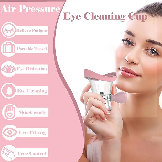 2Pack Portable Eye Wash Cup, Bath Kit Care Silicone Air Pressure Cleaning Cup Washer Cleaner Kit Soothing Tired Eyes Effective Relief Dust Makeup Irritants