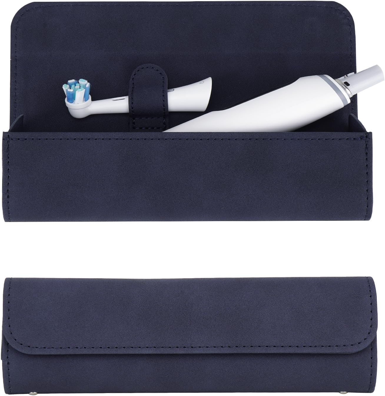 Travel Electric Toothbrush Case, Portable Containers Toothbrush Holder Storage Box, PU Toothbrush Travel Case Compatible with Oral-b Pro 1500 8000, Philips 4100, 5100 6100, 9900 (Dark Blue 2Pack)