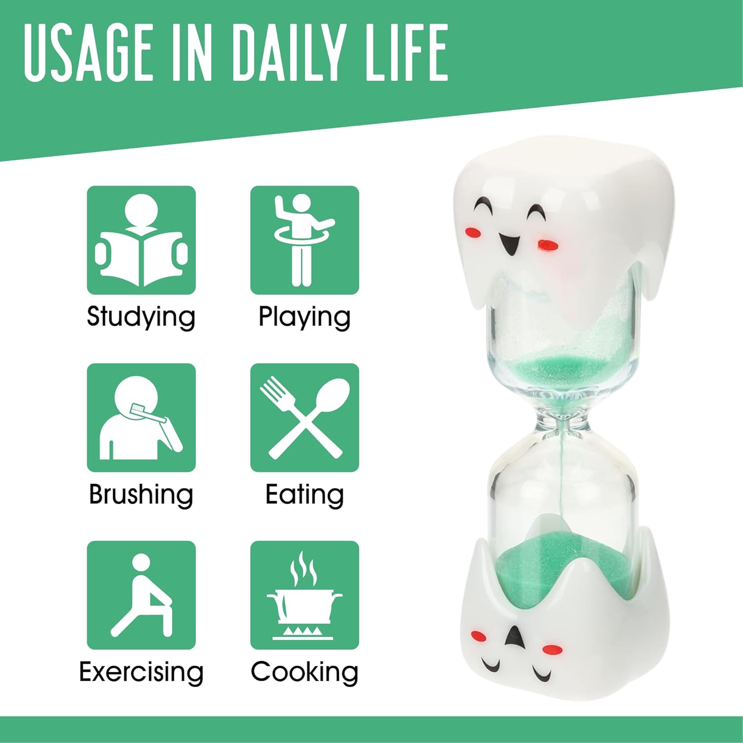 2 Minute Toothbrush Sand Timer for Kids - Single Large Pack Smiley Hour Glass