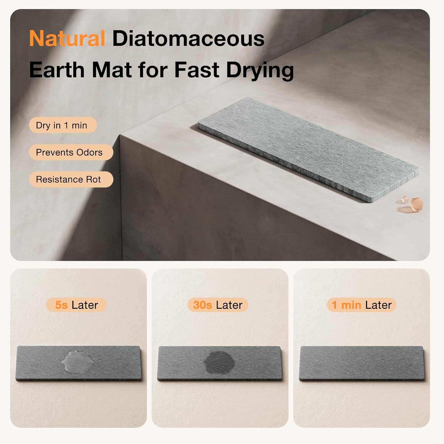 MOJOHAND Toothbrush Holders with Instant Drying Stone for Bathrooms, Stainless Steel Bathroom Electric Toothbrush Toothpaste Holder, Multi-Slots Openwork Design, Bathroom Accessories Organizer