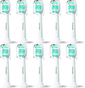Replacement Toothbrush Heads for Philips Sonicare Electric Toothbrush Snap-on Handle: Medium Softness Bristles, 10 Brush Heads Refill, White