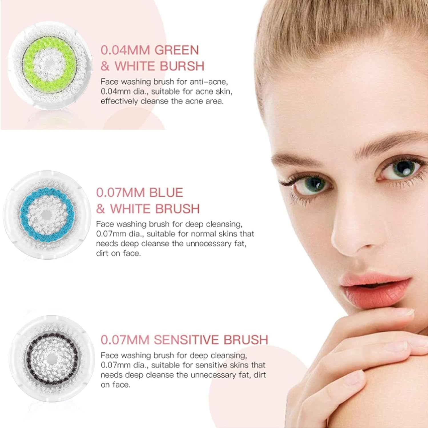 Brush Head Replacements Compatible with Clarisonic Mia 1, Mia 2, Mia Fit, Alpha Fit, Smart Profile Uplift and Alpha Fit Face Cleaning Brush Heads (Blue-2Pack)