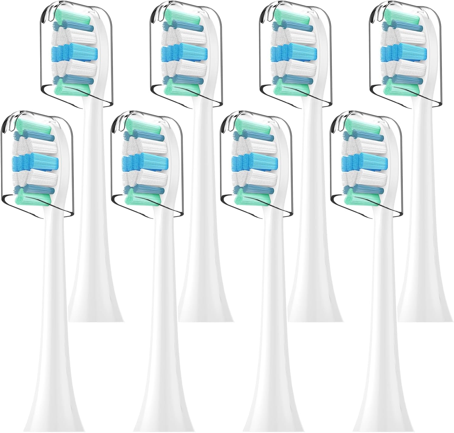 Replacement Toothbrush Heads Compatible with Philips Sonicare Replacement Brush Heads with Protective Cover Soft Dupont Bristles Electric Toothbrush Replacement Heads for Oral Health, 8 Pack