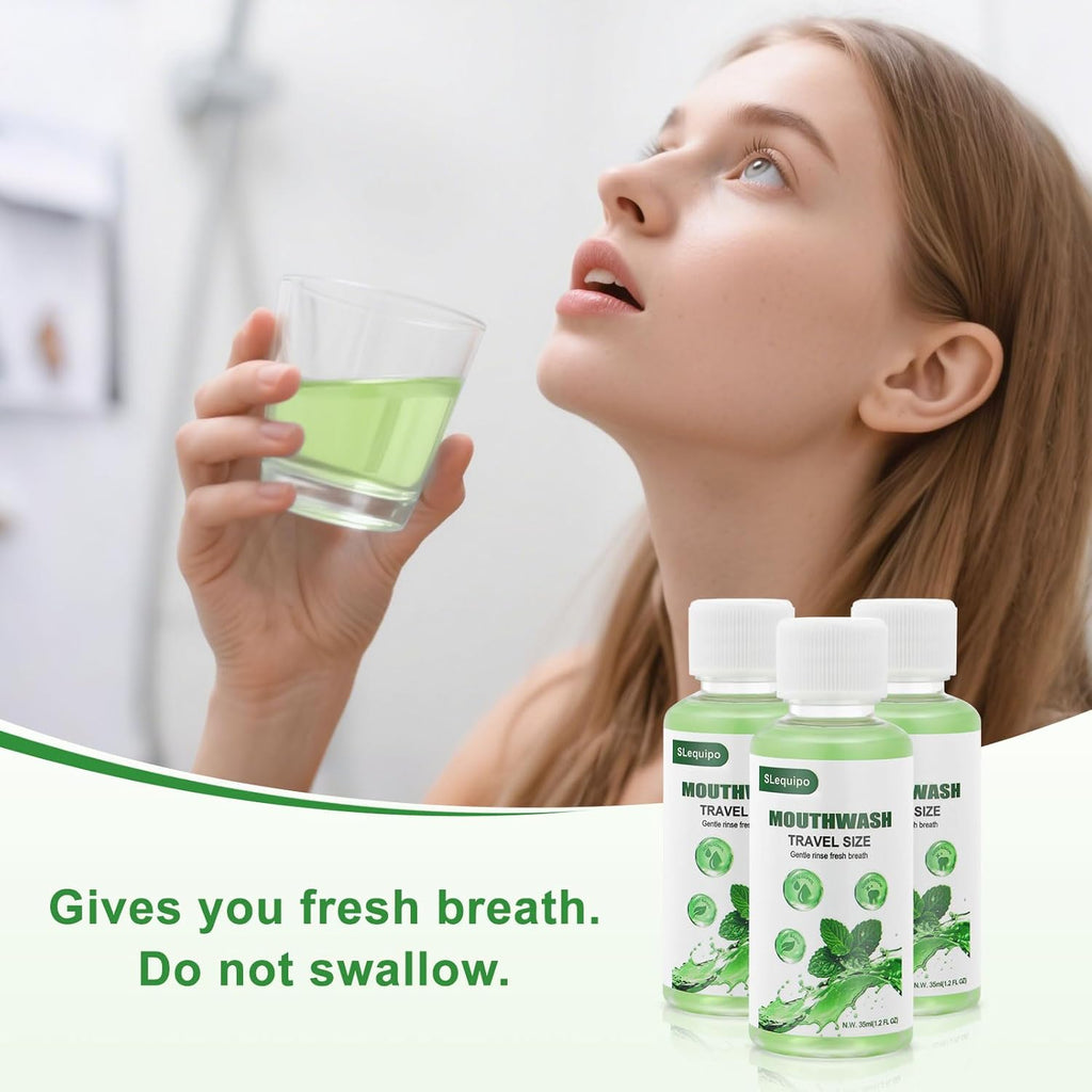 Travel Size Mouthwash Bulk Mini Fresh Mint Portable Mouthwash Individual Bottles 35ml/1.2fl oz for Travel Toiletry Kits (100)