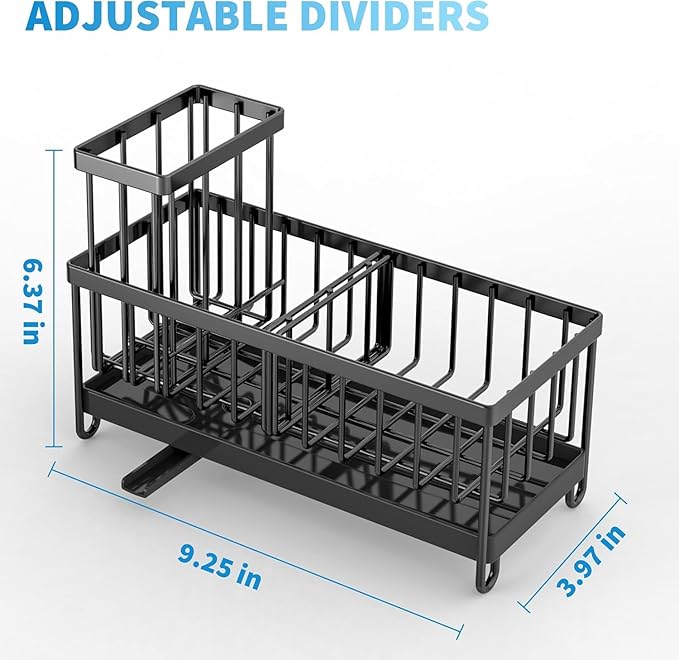 Matani Black Toothbrush Holder for Bathroom Sink, Countertop Organizer with High Toothpaste Holder, Rustproof 304 Stainless Steel, Bathroom Countertop Storage & Essentials (Black Model 1)