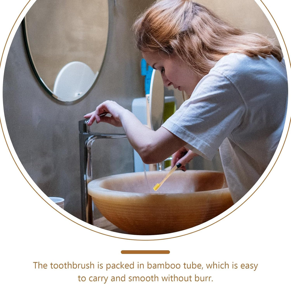 Healifty Bamboo Toothbrushes Holder Portable Wood Toothbrush Cover Disposable Travel Toothbrushes Rustic Tooth Brush Container Tubes Individual Storage Organizer Kit for Homestay Hotel