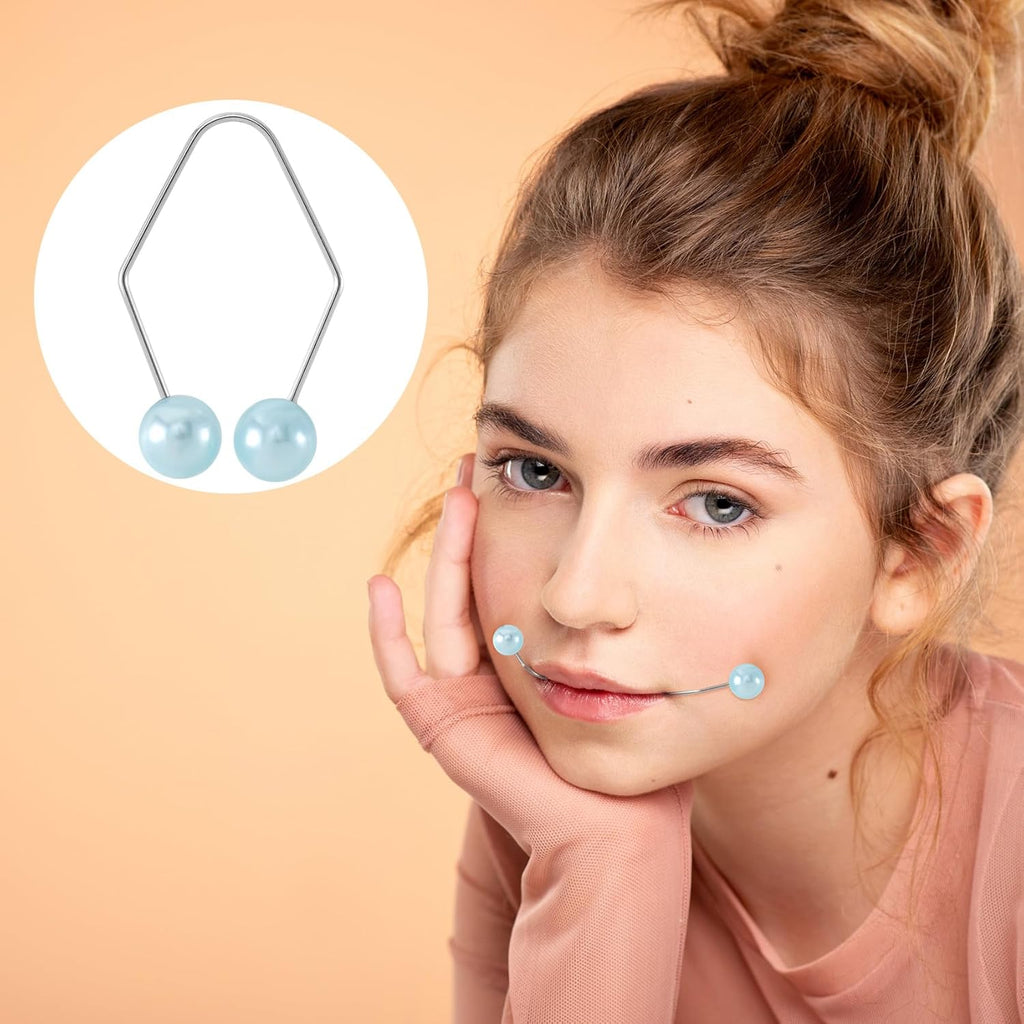 2pcs Natural Dimple Maker for Cheeks, Blue Facial Muscle Dimple Trainer Shaper Exerciser Tools for Beautiful Smile