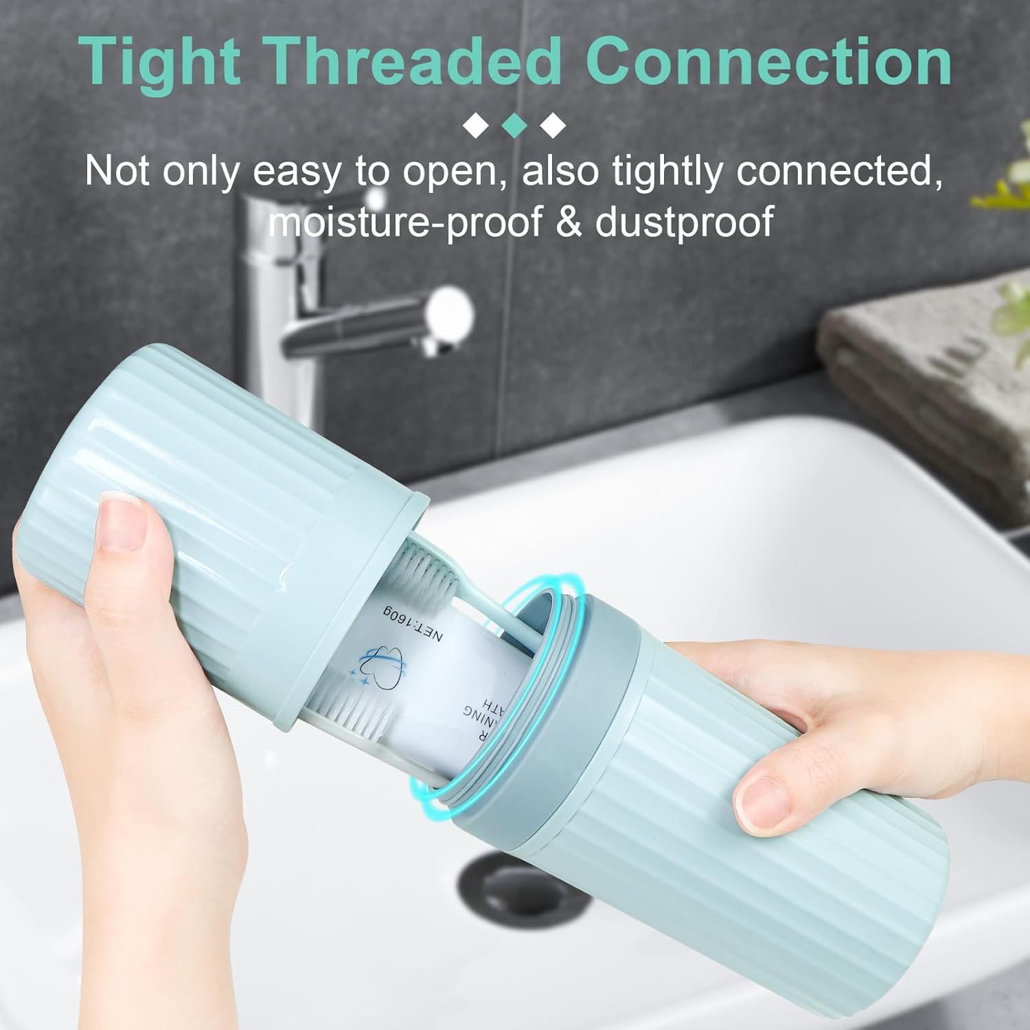 Mulbozy Travel Toothbrush Holder, Large Travel Toothbrush Cup Case, Portable Travel Toothbrush Toothpaste Makeup Storage for Business Trip Camping School - Blue