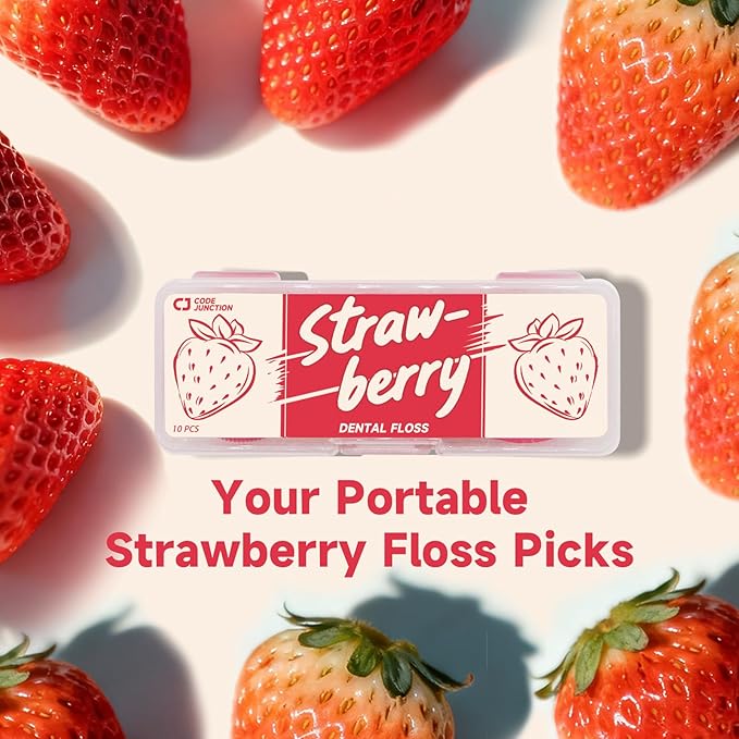 Travel Floss Picks, Strawberry Flavor, Dental Floss for Adults, 120 Count (3 x 40 Packs)