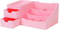 Uncluttered Designs Makeup Organizer With Drawers - Cute Kawaii Countertop Storage for Cosmetics, Pretty Vanity Holder for Perfume, Skincare, Brush, Lipstick, Nail Polish and other Accessories (Pink)