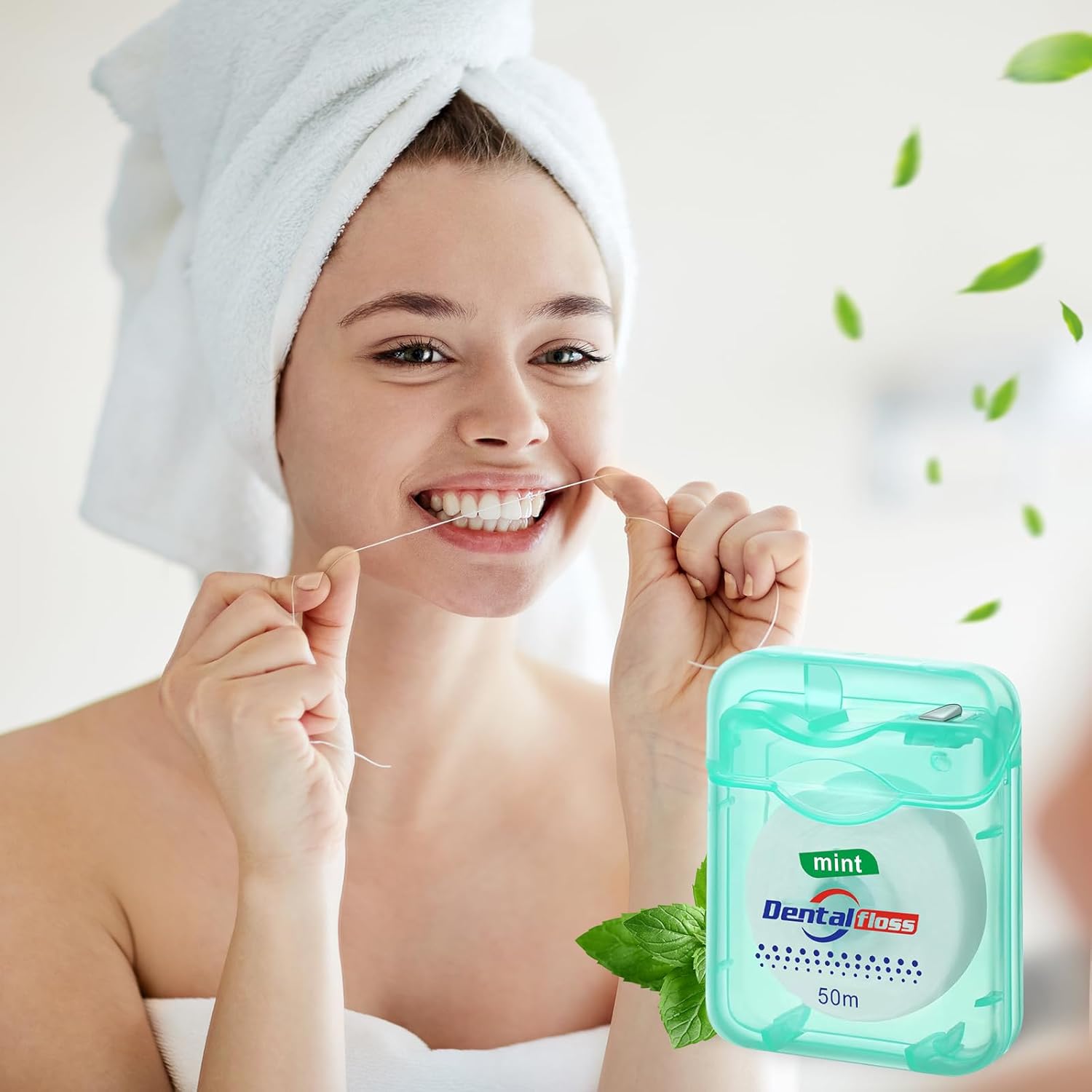 Geiserailie 72 Pack Dental Floss Bulk 50m Each Mint Travel Dental Floss Oral Care for Teeth and Gum Protection(Mint Green)