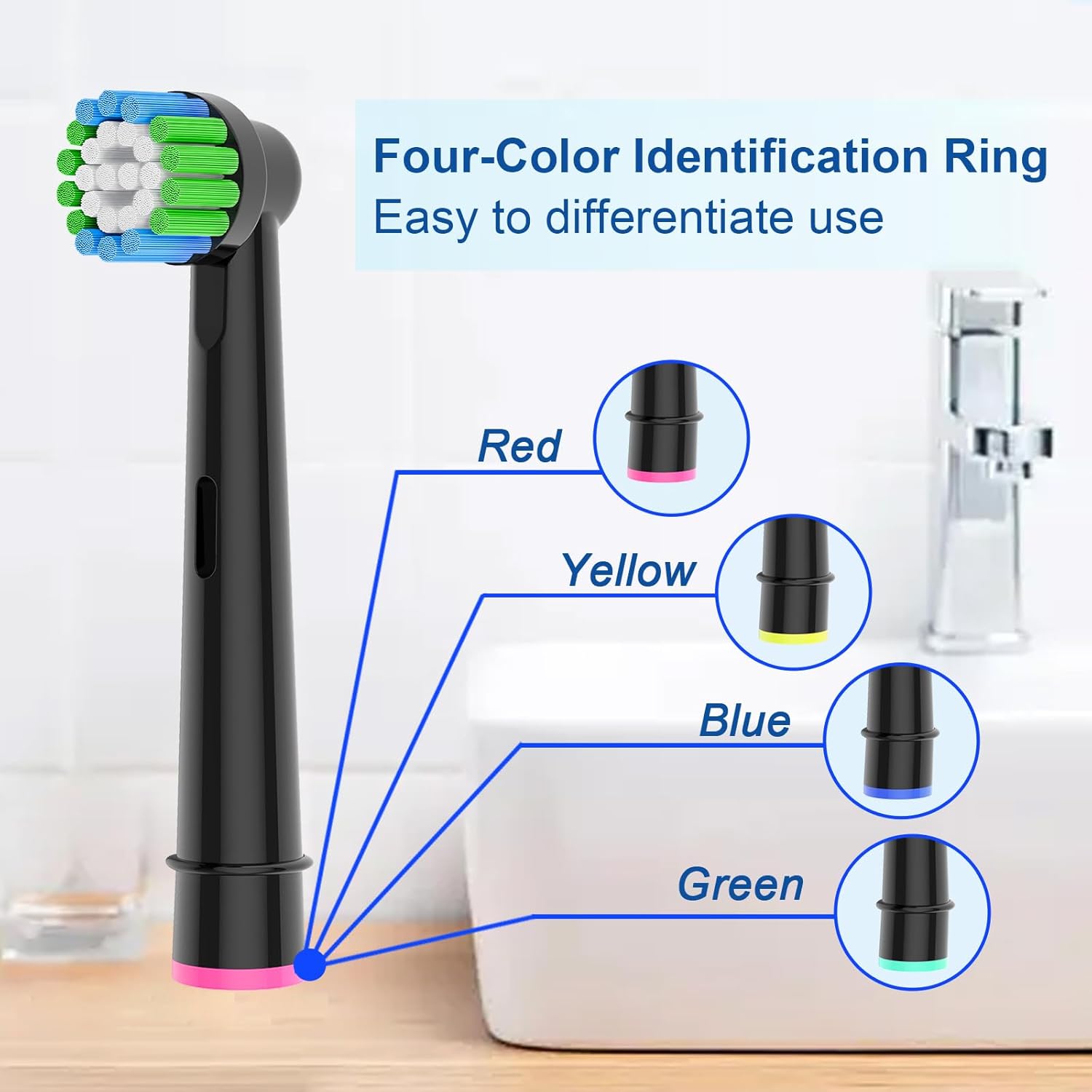 Replacement Toothbrush Heads Compatible with Braun Oral-B, 8 Pack Professional Electric Brush Heads for Oral B Replacement Heads Refill Pro100/1000/1500/4000/5000/7000/8000/9600 Etc, Black