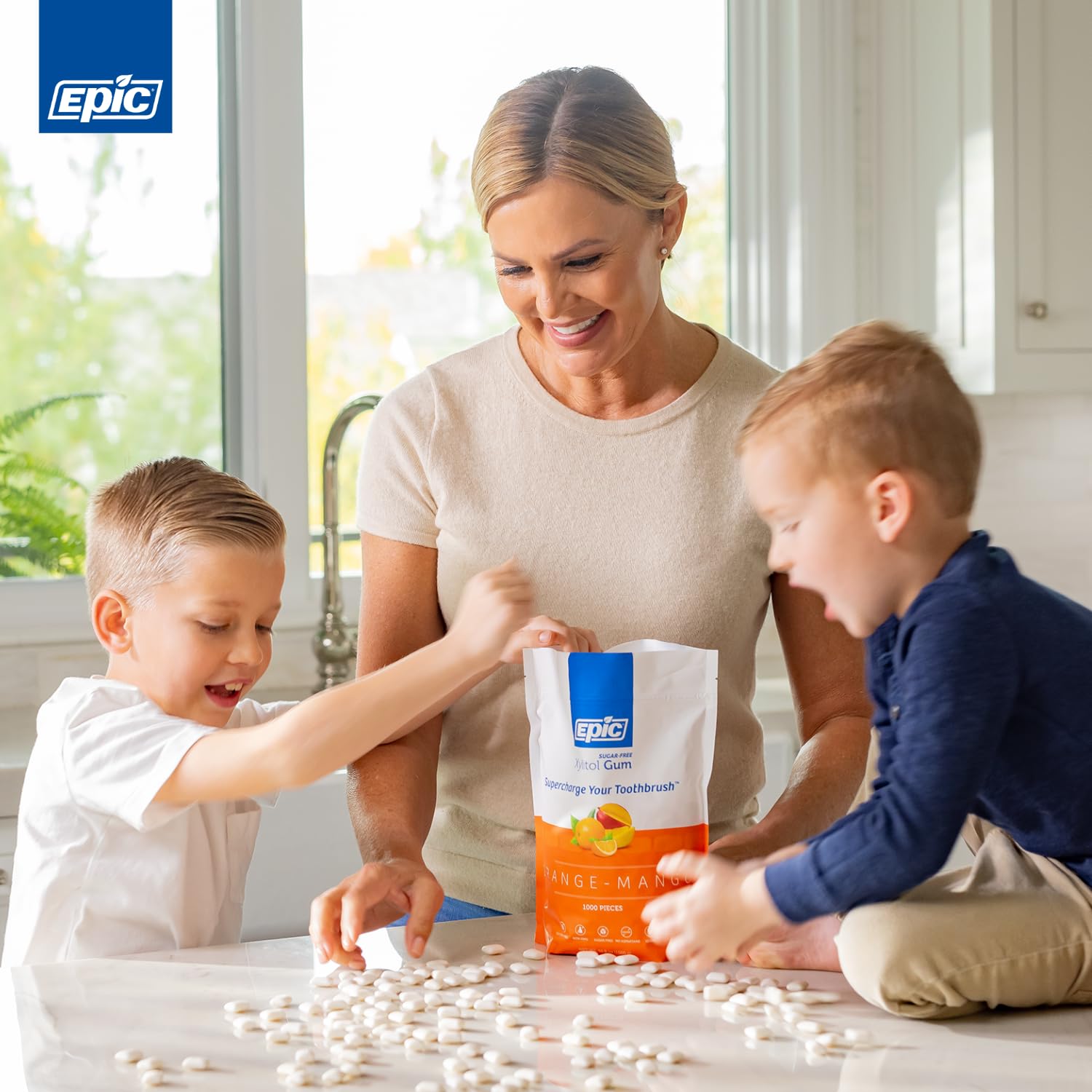 Epic 100% Xylitol Peppermint Chewing Gum - Sugar Free, Aspartame Free Dental Gum - Supports Oral Health & Fresh Breath - 50 Pieces (Pack of 3)