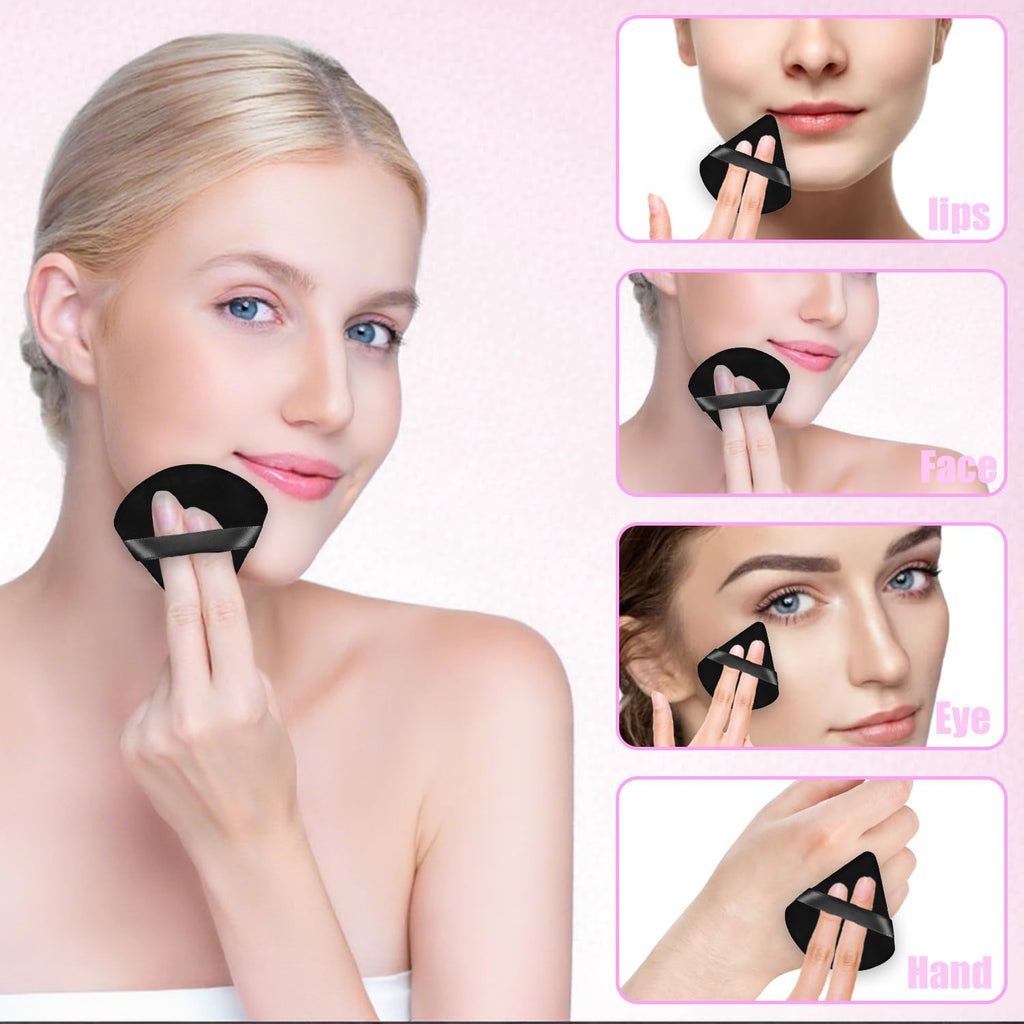 100PCS Black Triangle Powder Puff Face Makeup Powder Puffs Sponge Soft Powder Puffs for Loose Powder Cosmetic Foundation
