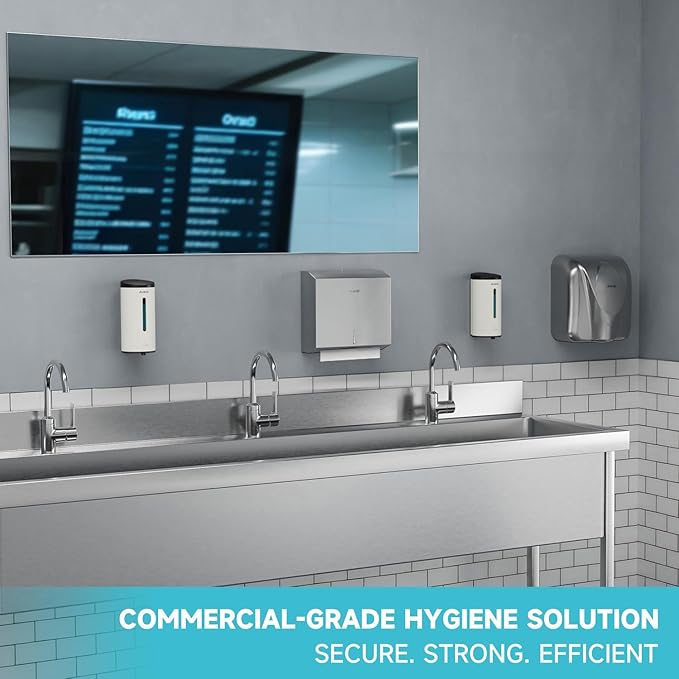 AIKE Wall Mount Automatic Foam Soap Dispenser 25 OZ Commercial Large Capacity Stainless Steel Model AK1205FA(Matte White)