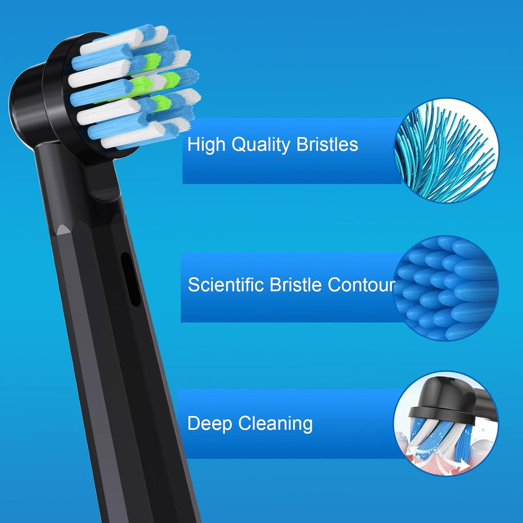 Replacement Toothbrush Heads for Oral B Pro 1000 Replacement Heads,Braun Replacement Brush Heads Refill Compatible with Genius X,Smart 1500,Pro 5000,8 Count,Black