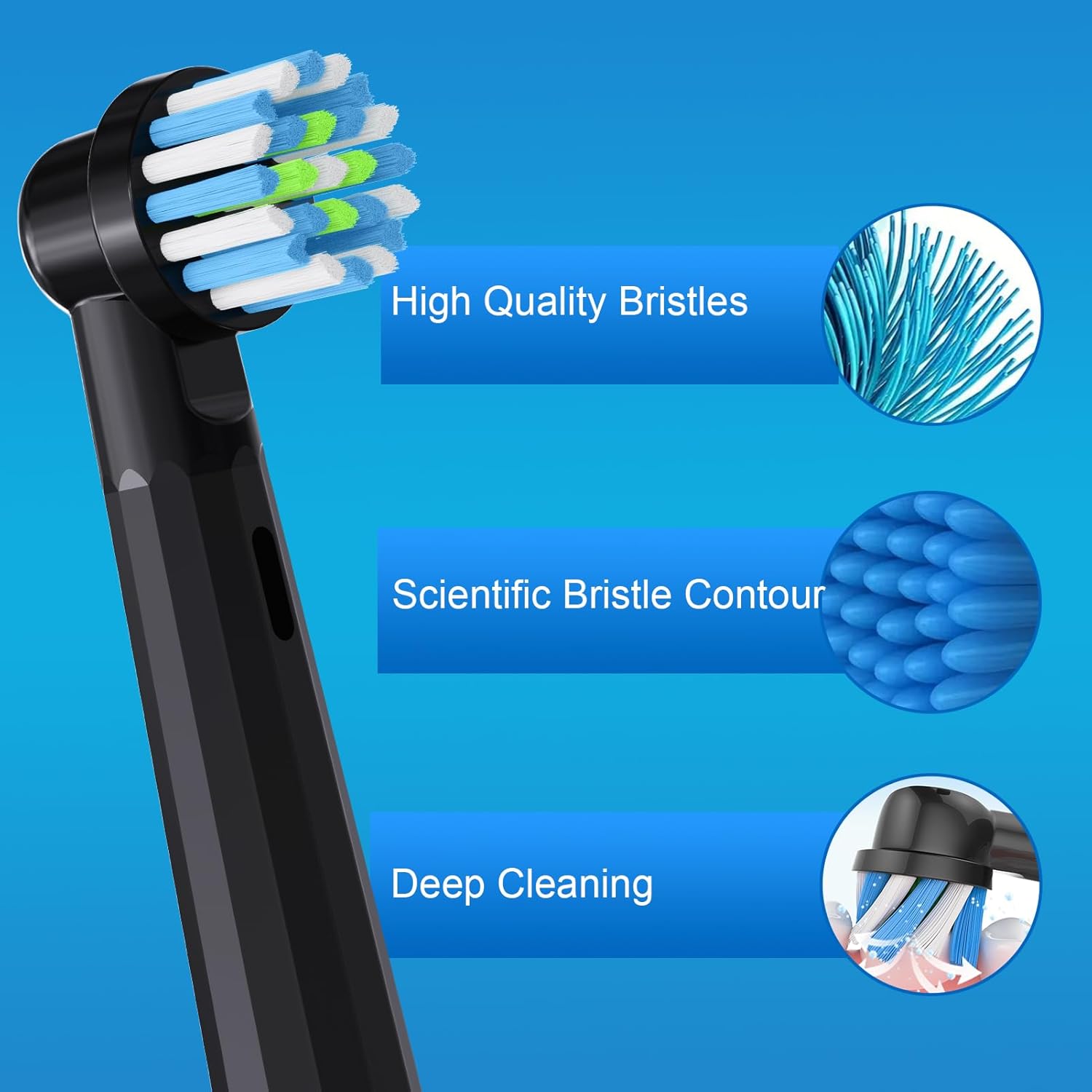 Replacement Toothbrush Heads for Oral B Pro 1000 Replacement Heads,Braun Replacement Brush Heads Refill Compatible with Genius X,Smart 1500,Pro 5000,16 Count,Black