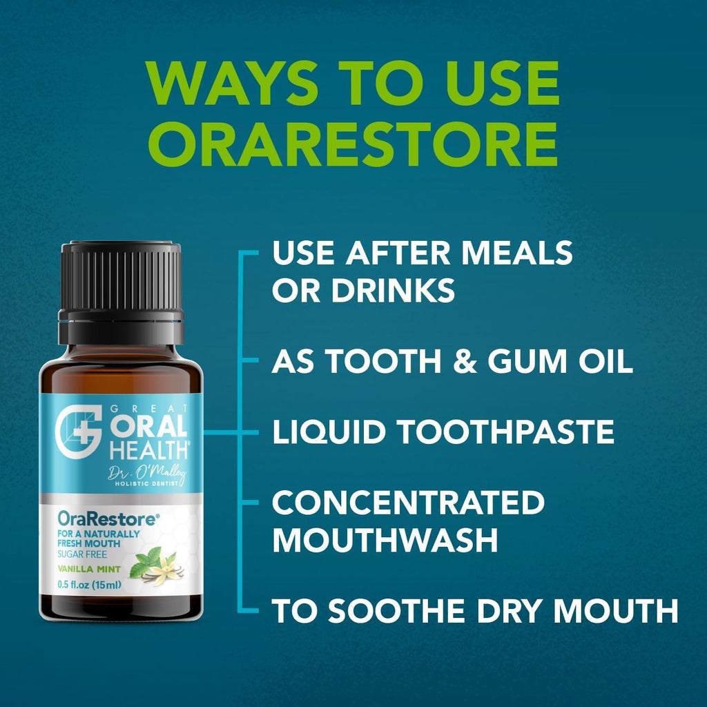 OraRestore Bad Breath Treatment for Adults Halitosis: Dentist Formulated Oral Rinse Concentrate Tooth Oil Liquid Toothpaste, Fresh Breath Mouthwash for Dry Mouth, Oral Care, Healthy Gums, Teeth -2pack