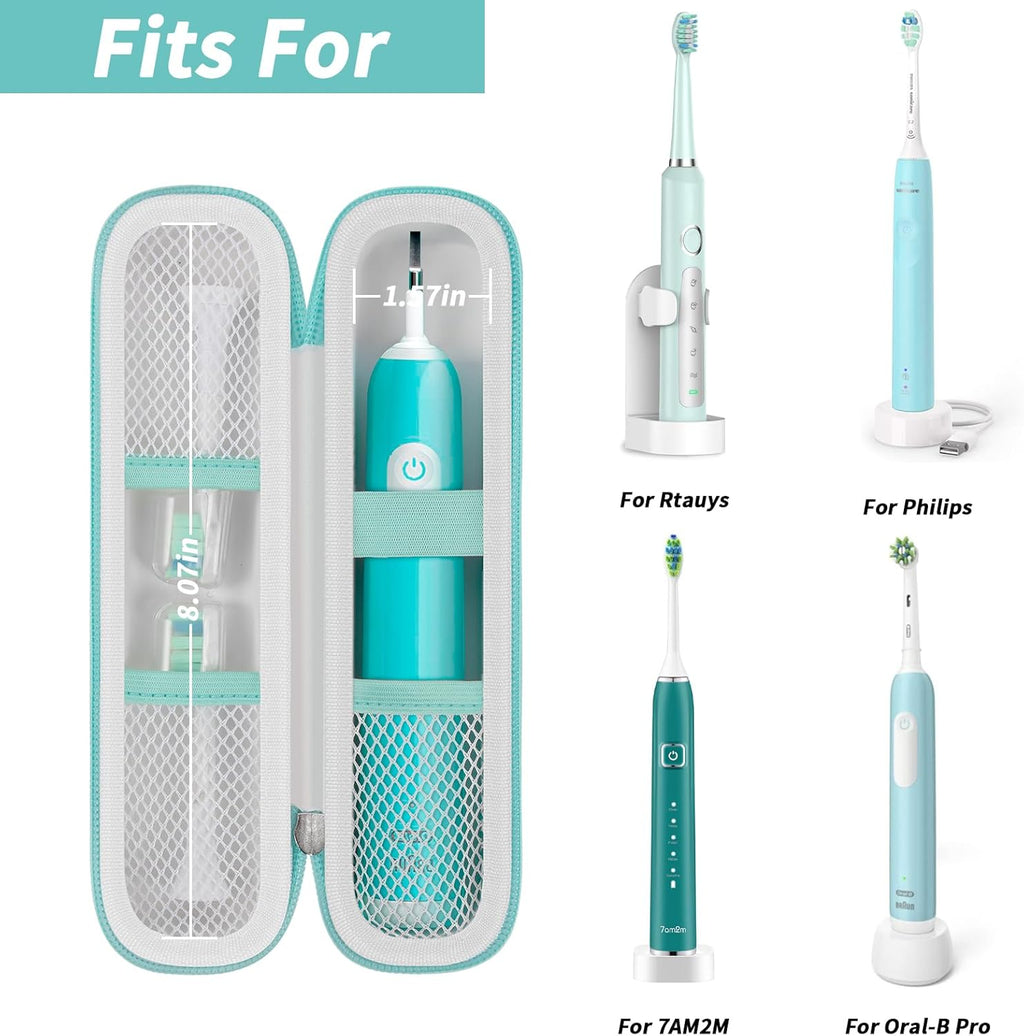 Toothbrush Travel Hard Case Compatible with Oral-B Pro 1000, 2000, 3000, 3500, 1500/ for Philips Sonicare ProtectiveClean 4100 5100 Electric Toothbrush with Mesh Pocket&Carabiner - White (Bag Only)