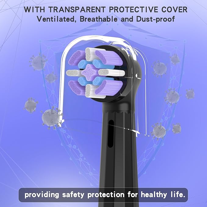 Toothbrush Replacement Heads Compatible with Oral B iO 10 9 8 7 6 5 4 3 Series Electric Toothbrush, 10 Pack Brush Heads, Black