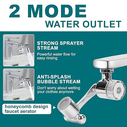 1080º Sink Water Filter Faucet, Splash-proof Sink Faucet Extender with Filter, Reduce 99% Chlorine, 2 Modes Spray Attachment for Home Kitchen & Bathroom, 9PCS Replacement Filter
