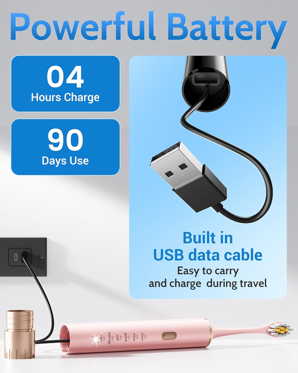 Black & Pink Electric Toothbrush for Adults, 2 Pack Toothbrush，USB Rechargeable Sonic Toothbrush with 12 Brush Heads, Smart Timer, 6 Modes, 2-Hour Fast Charge Last 30 Days