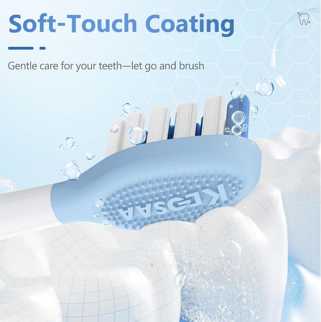 Replacement Toothbrush Heads for Philips Sonicare Electric Toothbrush, 2-in-1 Tongue Cleaner, 8 Pack, Ice Blue,Suitable for Philips Sonicare Heads, C2, C1, C3, W1, W2, W3, G1, G2, G3