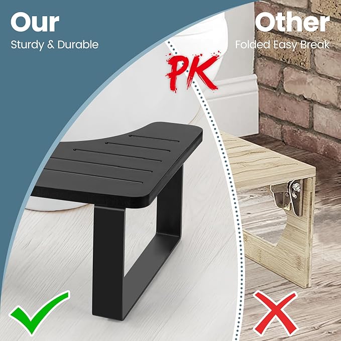 Bathroom Stool,Bamboo Toilet for Bathroom,Toilet Stools,Potty for Pooping,Poop Stool,Toilet Step Toddler,Portable Squatting Pan with Dual Anti Slip Design,Stain,Scratch,CrackProof(Black)