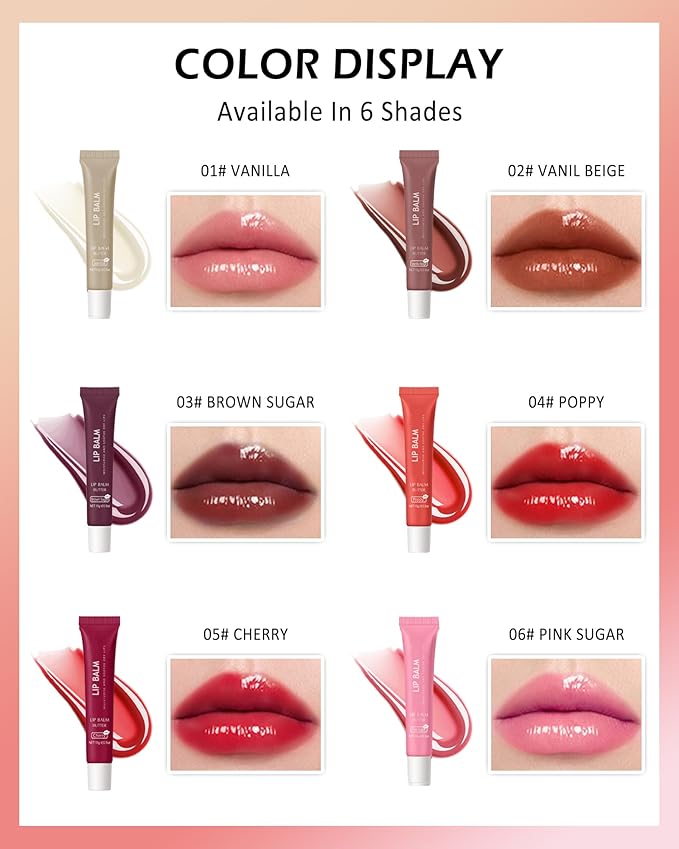 Lip Balm Butter Vanilla,Hydrating Tinted Butter Lip Gloss,Clear Lip Mask Lip Care Moisturizer,Lip Treatment Balm,Non-Sticky Glow Reviver Fat Lip Oil Lipgloss,Christmas Makeup Gift for Women-01