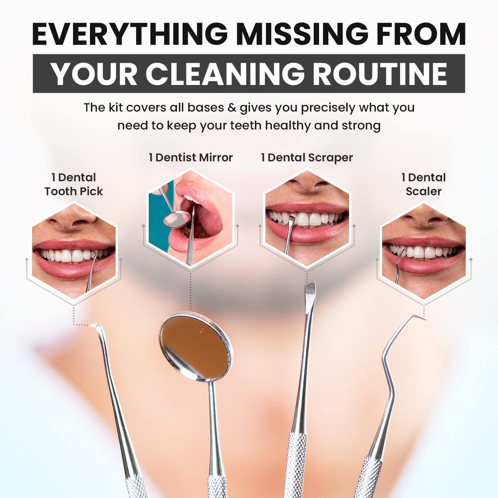 Dental Duty Dental Tools, Dental Pick for Teeth Cleaning Tools – Plaque Remover for Teeth with Teeth Cleaning Kit - Stainless Steel Dental Mirror for Teeth, Scraper and Scaler, (Black)