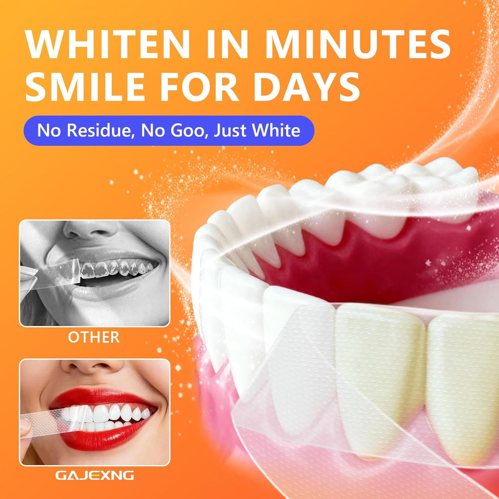 Teeth Whitening Strips, 42 Treatments (84 Strips) White Strips for Sensitive Tooth Whitening Kit, Enamel-Safe, Residue-Free, Non-Slip,Removes Coffee & Wine Stains, Mint