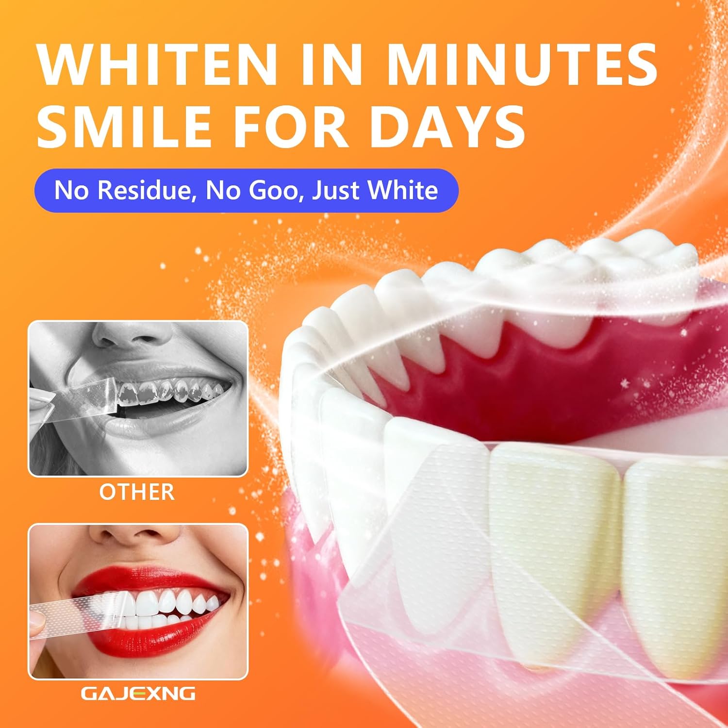 Teeth Whitening Strips, 42 Treatments (84 Strips) White Strips for Sensitive Tooth Whitening Kit, Enamel-Safe, Residue-Free, Non-Slip,Removes Coffee & Wine Stains, Mint