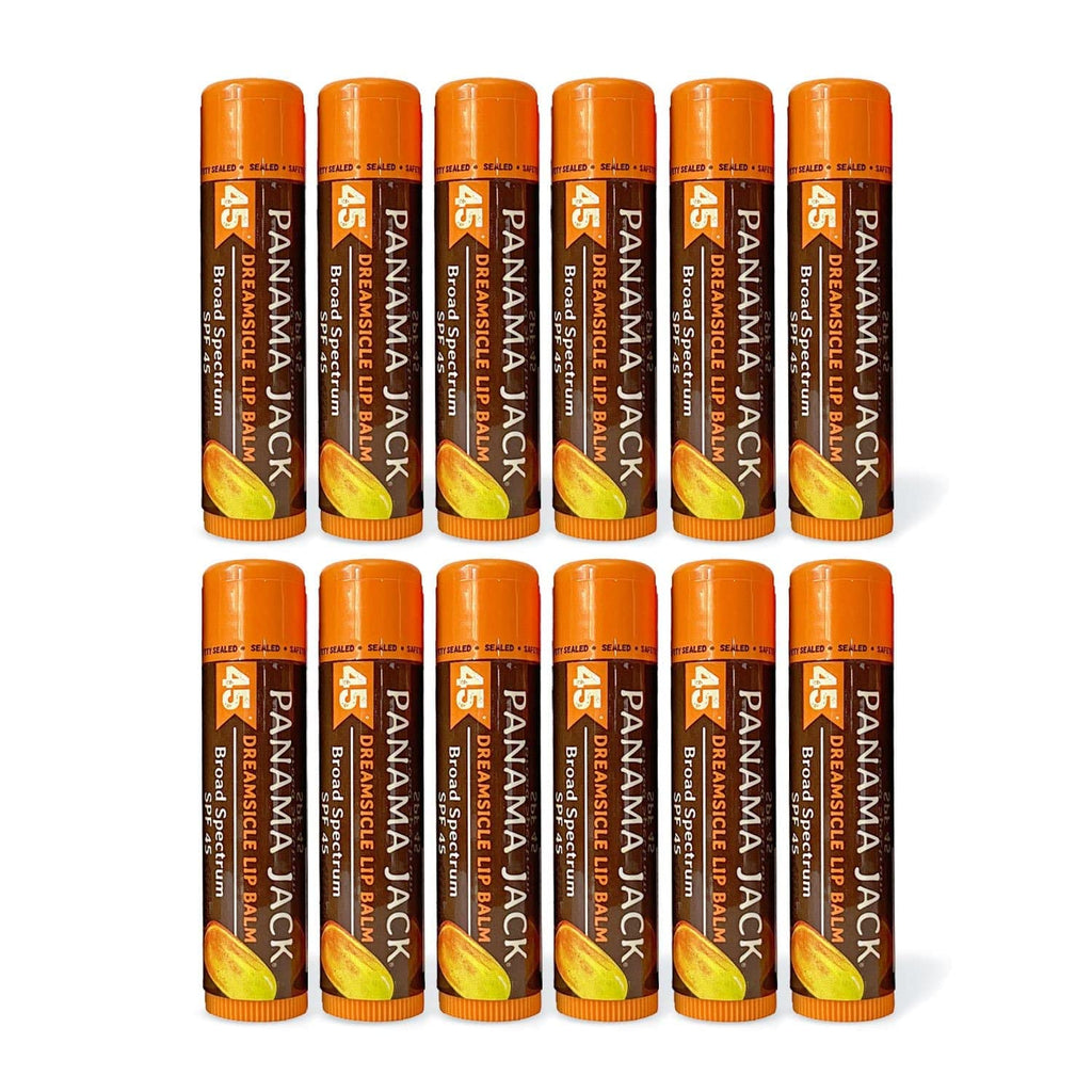 Panama Jack Sunscreen Lip Balm - SPF 45, Broad Spectrum UVA-UVB Sunscreen Protection, Prevents & Soothes Dry, Chapped Lips, Dreamsicle, 12-pack