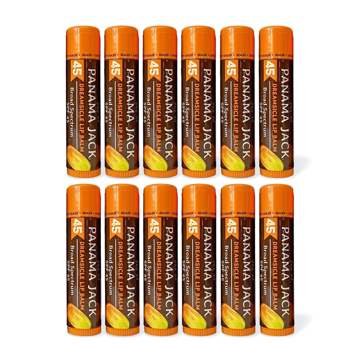 Panama Jack Sunscreen Lip Balm - SPF 45, Broad Spectrum UVA-UVB Sunscreen Protection, Prevents & Soothes Dry, Chapped Lips, Dreamsicle, 12-pack