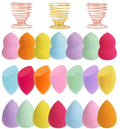 24pcs Makeup Sponge Blender Set - 21 Pcs Latex-Free Vegan Sponges with 3 Pcs Makeup Blender Holder, Beauty Cosmetic Foundation Blending Powder Puff for Liquid Powers BB Cream (Style 1)
