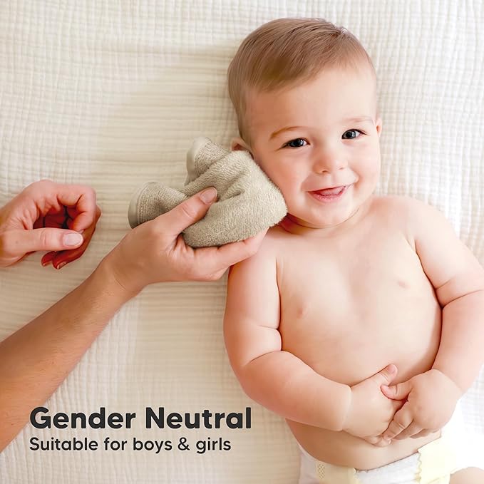 6-Pack Baby Washcloths - Soft Absorbent Viscose from Bamboo Wash Cloths for Babies, Kids, Toddlers, Infant, Newborn Bath Towels, Gentle on Sensitive Skin, 10x10 Reusable Face Towels (Khaki)