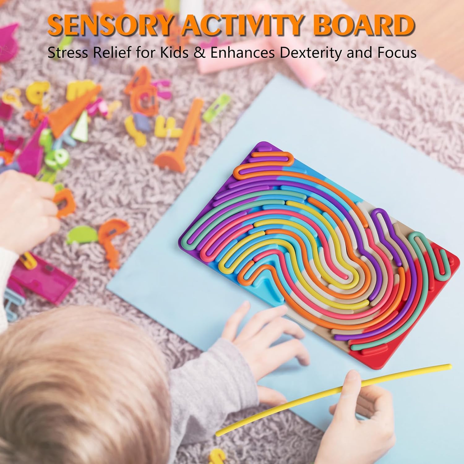 Sensory Fidget Toys for Kids Toddler Boys ,Sensory Activity Board for Stress Anxiety Autistic ADHD, Calm Down Travel Airplane Essentials Toy for 3+ Year Old, Stuffers Gifts for Teens Girls