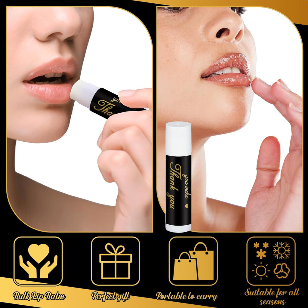 30 Pack Christmas Employee Appreciation Gift Lip Balms Bulk Staff Teacher Team Volunteer Thank You Gift Thanksgiving Christmas Appreciation Party Favor for Women Men(Cool,Black Gold)