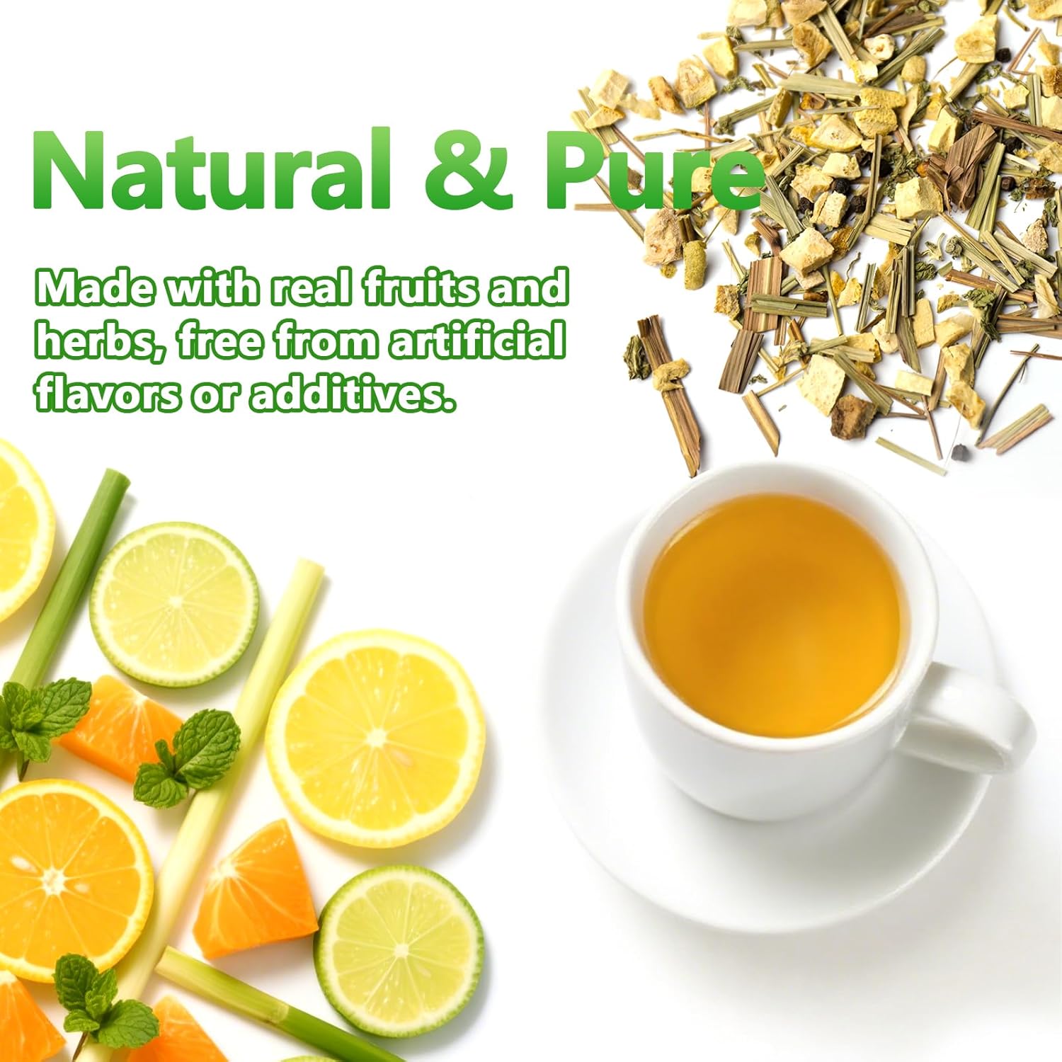 Lemon Peppermint Tea Bags – 60 Count |100% Natural Lemon & Mint Leaves | Naturally Refreshing & Uplifting | Caffeine-Free | Smooth & Cooling Flavor | Individually Wrapped for Daily Enjoyment