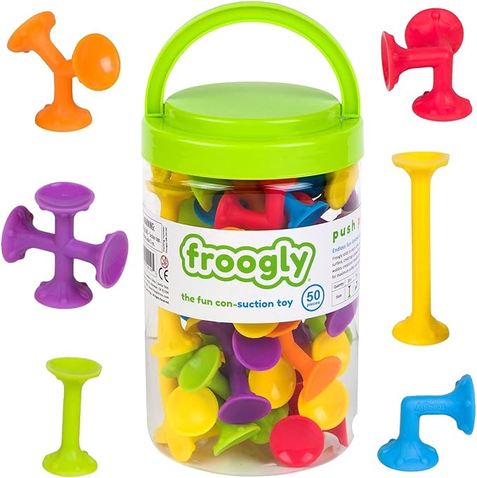 Froogly - 50 Piece Suction Montessori Bath Construction Set | Silicone Preschool Daycare Shower Travel Toys for Kids Toddlers Boys Girls Ages 3-6