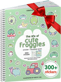 Cupkin Frogs Sticker Book Activity for Kids, Toddler Airplane Travel Essentials, 300+ Brogs Stickers for Kids + 8 Scenes + Coloring Book Pages, Rabbit Lover Gift, Children's Crafts Ages 2-8