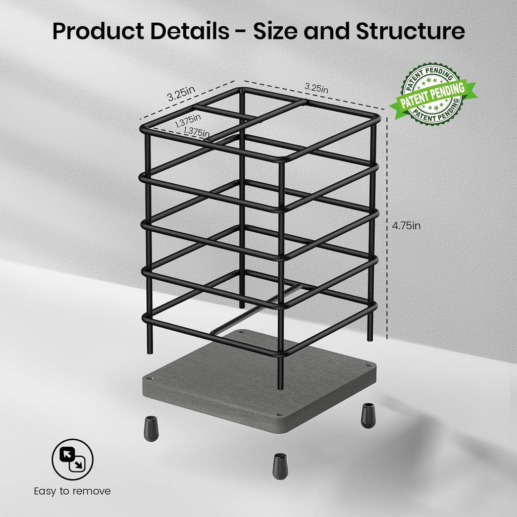 Toothbrush Holders with Quick Drying Mat—Black Toothbrush and Toothpaste Holder for Bathroom—3 Slots Openwork Design Bathroom Counter Organizer for Electric Toothbrush, Bathroom Accessories Organizer