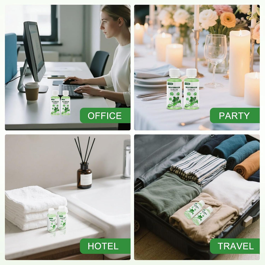 Travel Size Mouthwash Bulk Mini Fresh Mint Portable Mouthwash Individual Bottles 35ml/1.2fl oz for Travel Toiletry Kits (200)