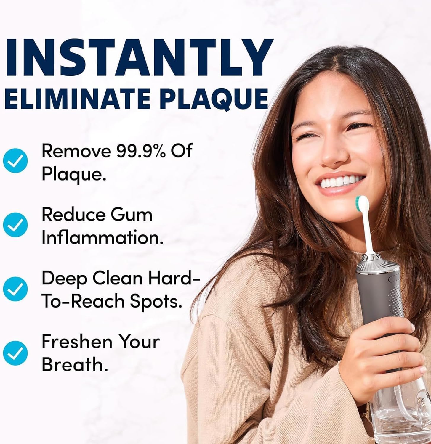 Professional Water Flosser - Advanced Dental Care for a Healthier Mouth, Gum, and Teeth - IPX7 Waterproof Oral Irrigator | 7 Replacement Tips, Travel-Friendly, Rechargeable - Oral Hygiene (Grey)