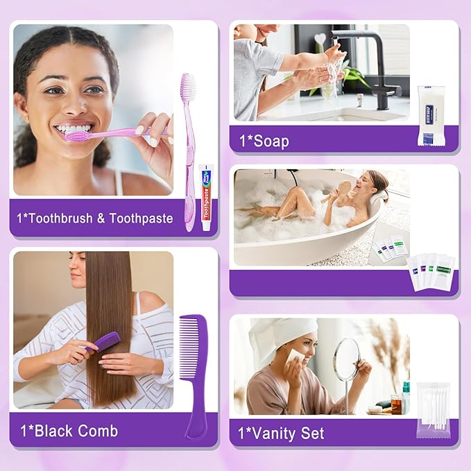 100 Kits Travel Toiletry Kit Bulk, Personal Hygiene Kit, Disposable Hygiene Kit Homeless Care Supplies Charity Kit For Home, Hotel, Camping, Travel